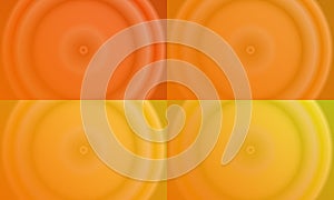 four sets of abstract background with circles. orange, yellow and gold. simple, blur, modern and color