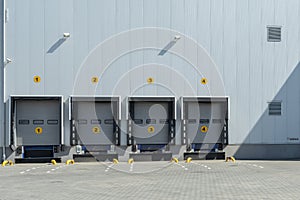 Four shutter doors at a warehouse