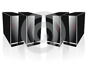 Four side by side black server