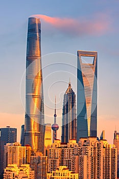 the four skyscrapers of shanghai lujiazui zone