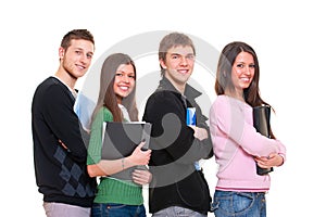 Four smiley students