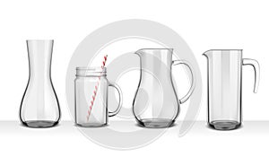 Four Smooth Glass Jugs