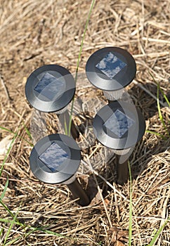 Four solar power lantern close up