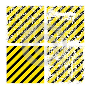 Four square yellow vector backgrounds with black stripes with va