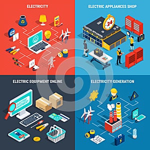 Electricity Isometric Concept photo