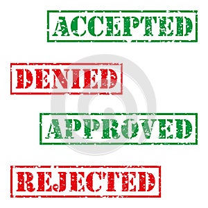 Four stamp with grunge. Accepted, denied, aproved, rejected