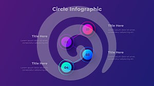 Four Step Process Infographic Template. 4 Steps Circular Flow Diagram Presentation Design