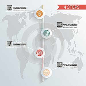 Four steps infographic background whith icons