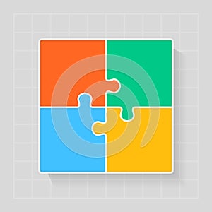 Four steps infographic, square puzzle template