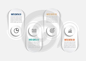 Four steps infographics. Template for brochure, business, web design