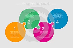 Four steps parts pieces puzzle circles infographic