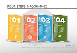 Four steps pastel color infographic template