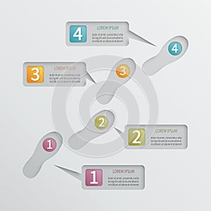 Four steps vector perforated infographic template.