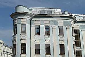 Four-storey residential building 1911, facing with the facades to Malaya Dmitrovka and Bolshoy Putinkovsky Lane in Moscow