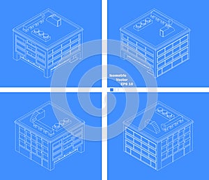 Four-story building with four sides schematic drawing