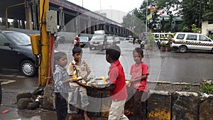 Homeless Street children doing nothing in Mumbai