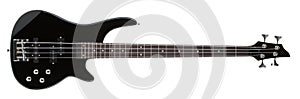 Four string 24 fret two octive bass guitar on white background