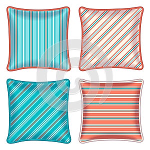 Four striped throw pillows