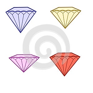 Four symbolic diamonds of different colors