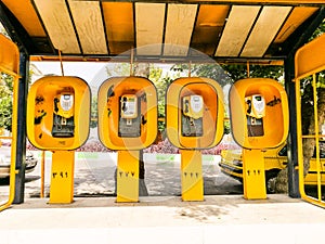 Four telephone boothes