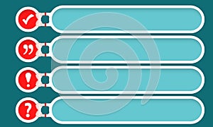 Four text boxes width check box, exclamation mark, question mark