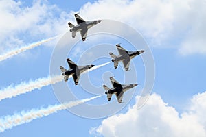 Four Thunderbird Jets in Formation with Emblem