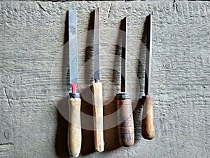 Four tools for metal. old tools.