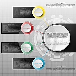 Four topics colorful paper circle for website presentation cover poster design infographic illustration concept