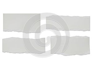 Four torn paper rectangles on white background