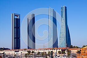 Four Towers Business Area from railroad. Madrid photo