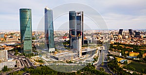 Four towers of the business district in Madrid. photo