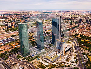 Four towers of the business district in Madrid. Spain photo