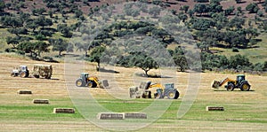 Four tractors (panoramic view)