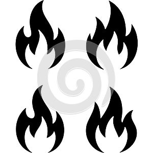Four transparen flame icons on a white background