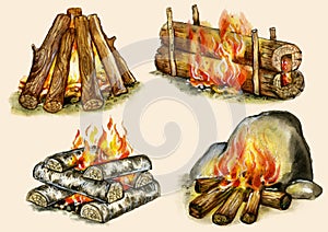 Four types of campfires photo