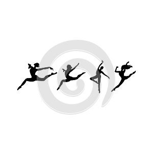 four vector dance silhouettes jump