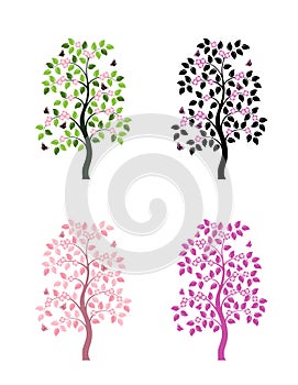 Four versions of flowering tree