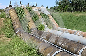 Four very giant pipelines of penstock of a dewatering pump