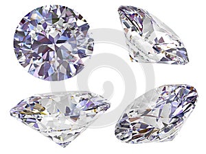 Four view of diamond isolated on white