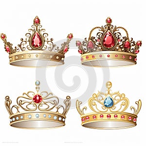 Exquisite Princesscore Gemstone Crowns On White Background