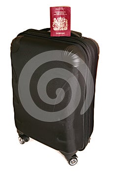 Four wheeled suitcase with passport