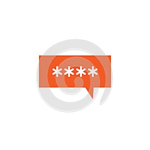 Four white asterisks footnote in red bubble icon. Password, parol, chat ban sign