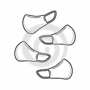 Four white face mask simple illustration cartoon syle design