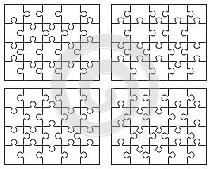 four white puzzles, separate pieces