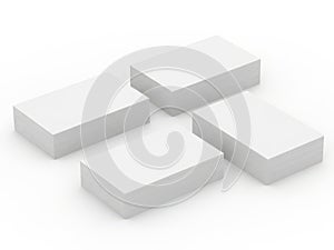 Four white rectangular blocks in a 3d space