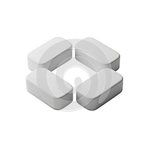 Four white rectangular objects arranged in a square