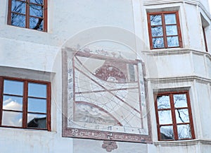 Four windows with painted
