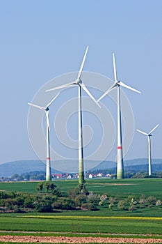 Four windwheels in the fields