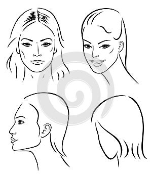 Four woman outline faces