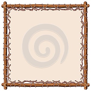 Wood and Leather Frame Vector Background photo